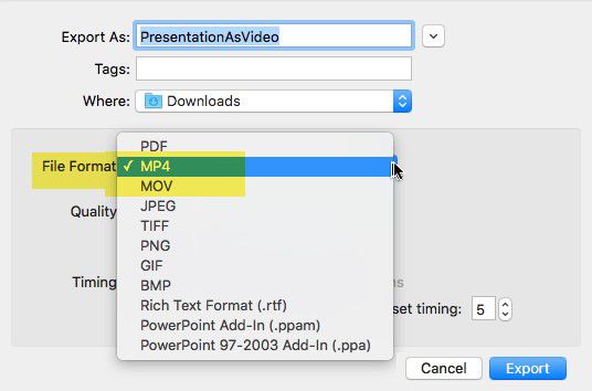 format fo saving video for playback on mac